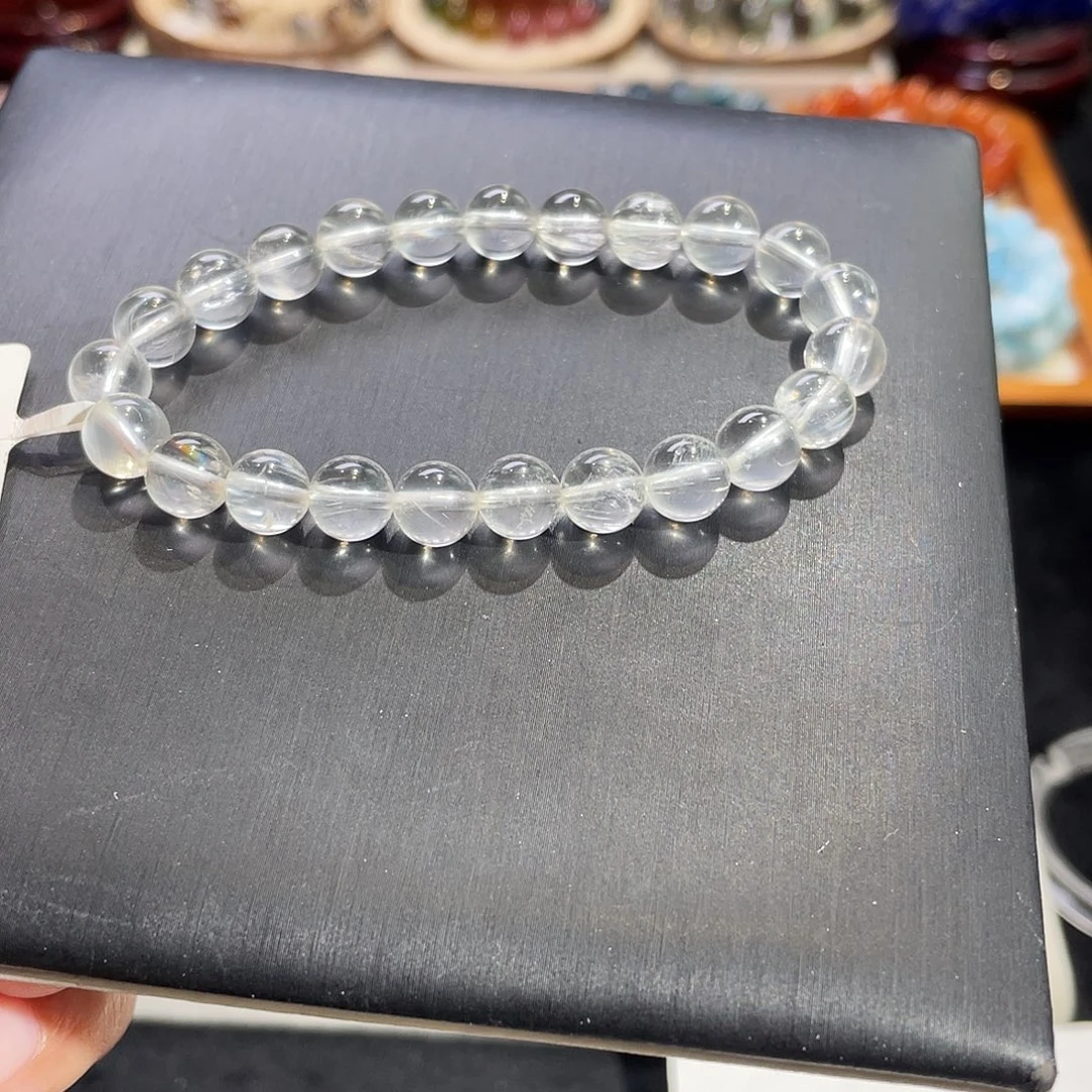 手链长石未镶嵌蓝沙彩虹月光8mm