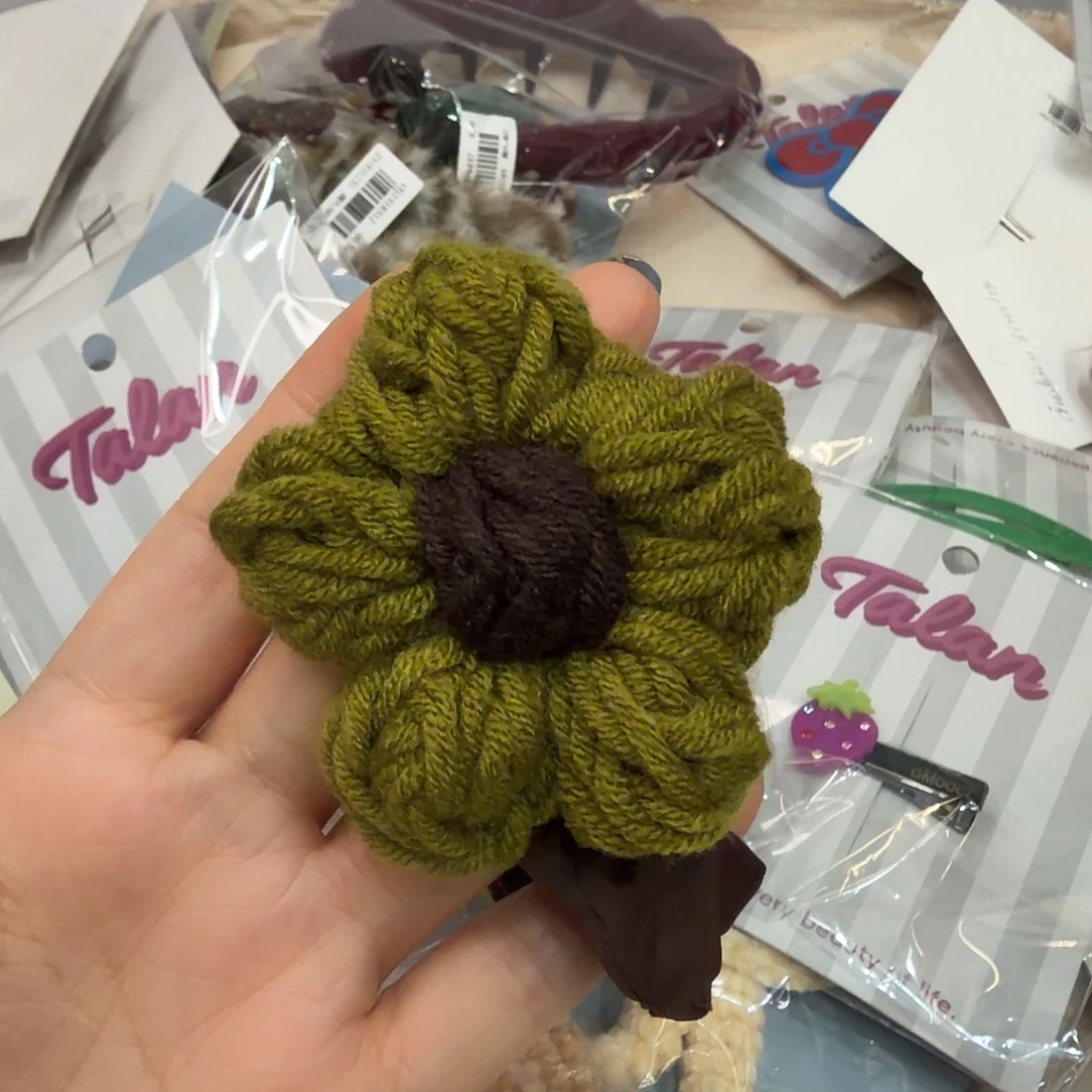 布艺非金属绿色毛线发绳