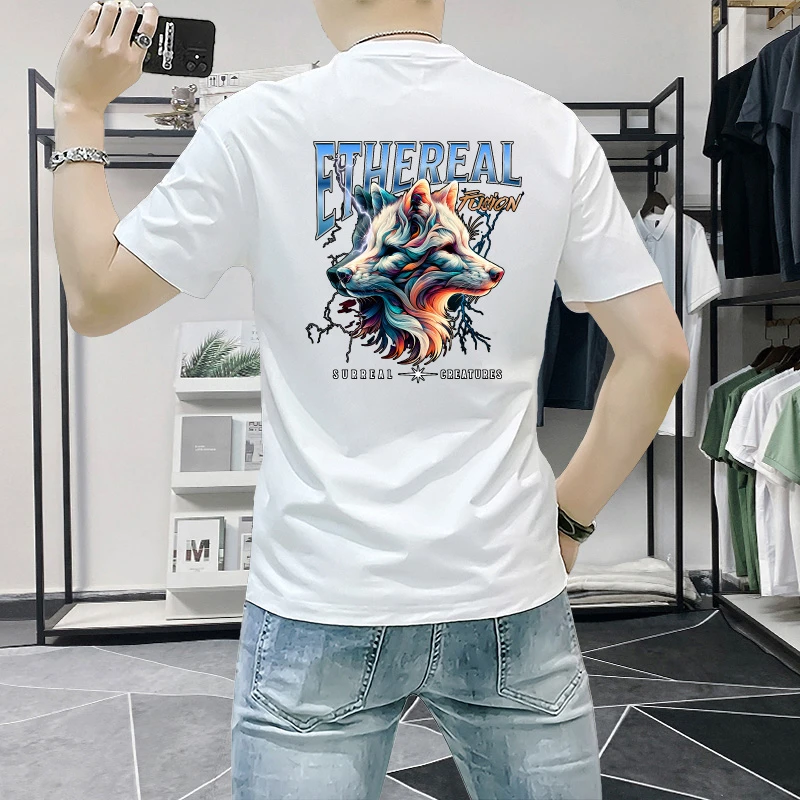 潮牌男装短袖t恤男夏季新款潮流时尚休闲印花男士半袖ins修身圆领