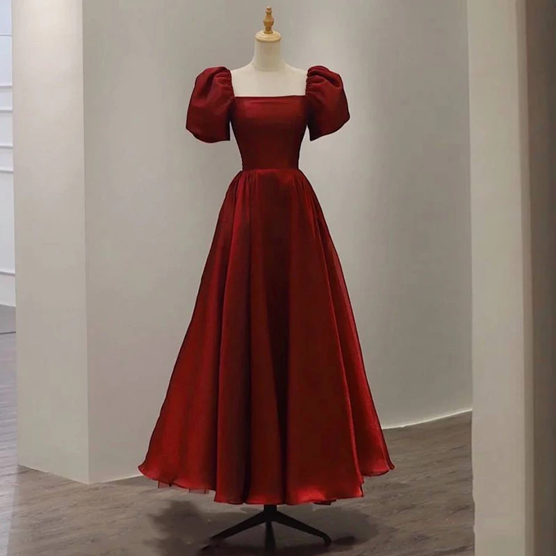 敬酒服新娘2025新款春季长款酒红色订婚礼服裙平时可穿回门便装女