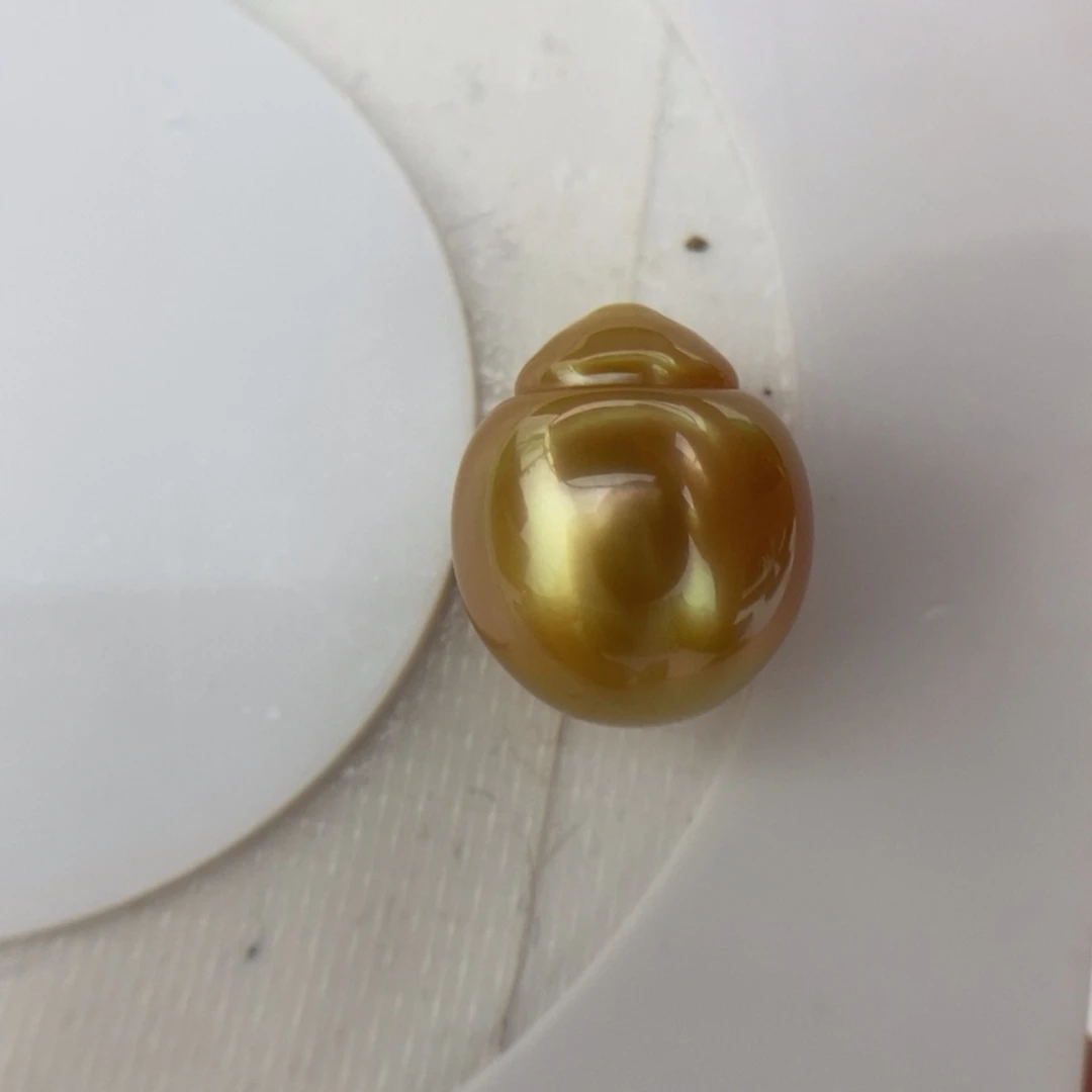 未镶嵌裸珠海水珍珠14-16+mm深浓茶金小极光水滴