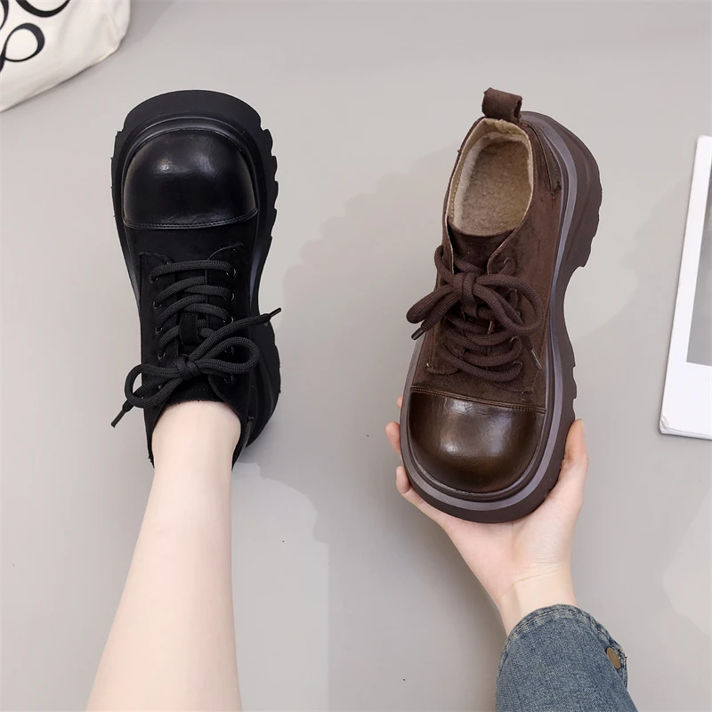 小个子增高马丁靴女款2025新款冬季时尚英伦风低帮厚底短靴小码34