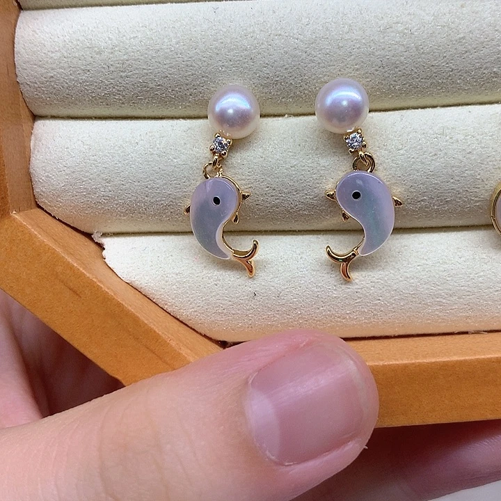 合金淡水珍珠耳饰