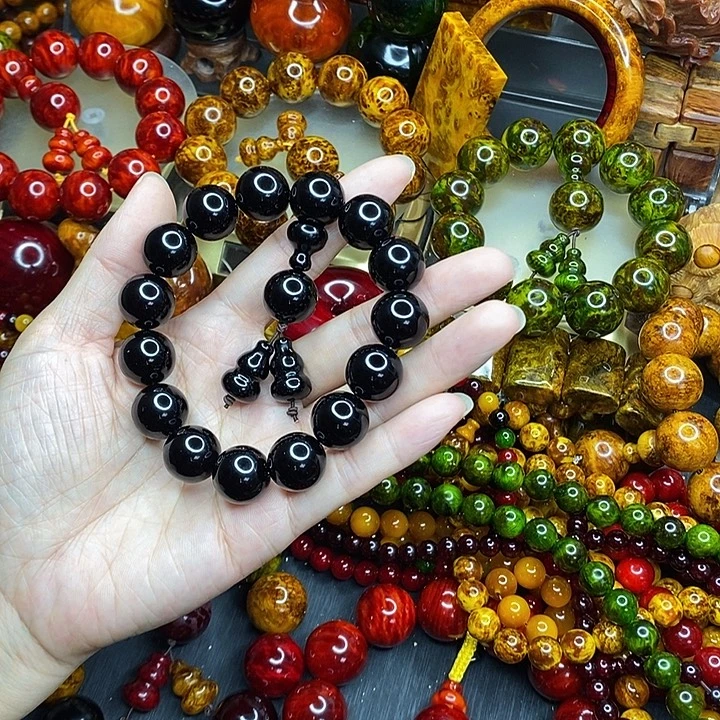 松木琥珀木文玩手串