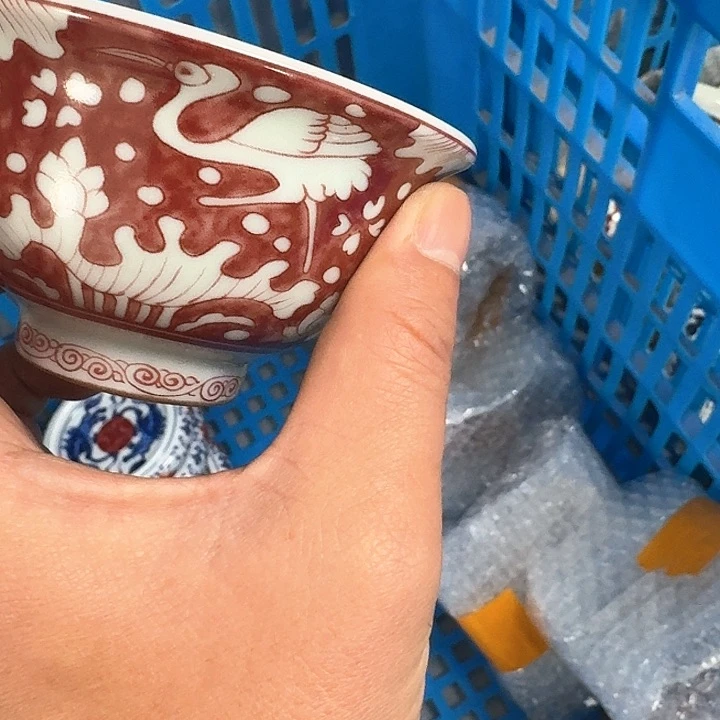 杯釉里红一路连科大压手杯