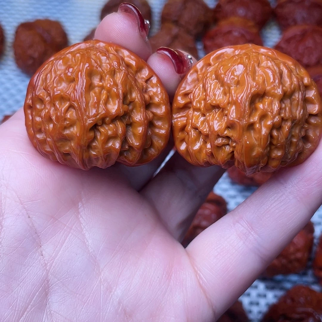 桃核吊坠文玩核桃 手把件 白狮子 40