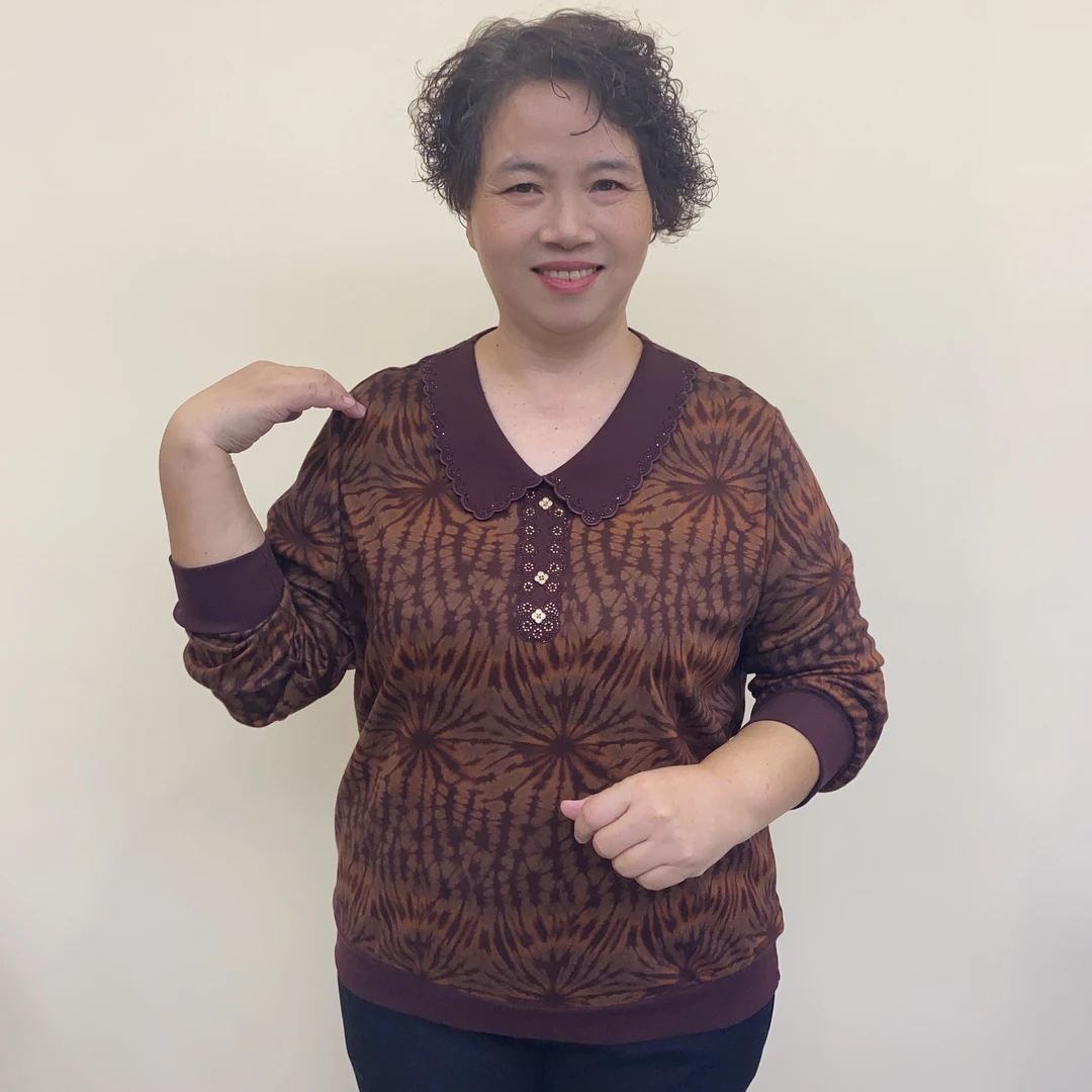 秋季中老年洋气妈妈装娃娃领洋气遮肉显瘦时尚长袖A9850