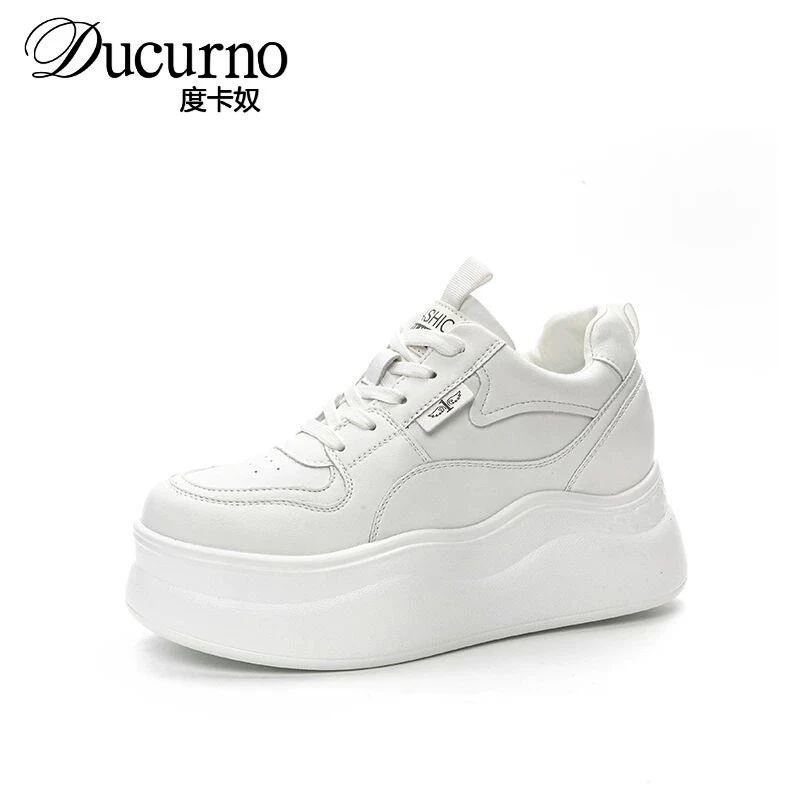小白鞋女2025新款秋季爆款真皮运动休闲松糕厚底小个子内增高女鞋