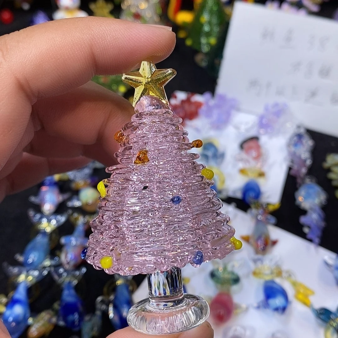 琉璃吊坠（不含链）粉色缠丝圣诞树