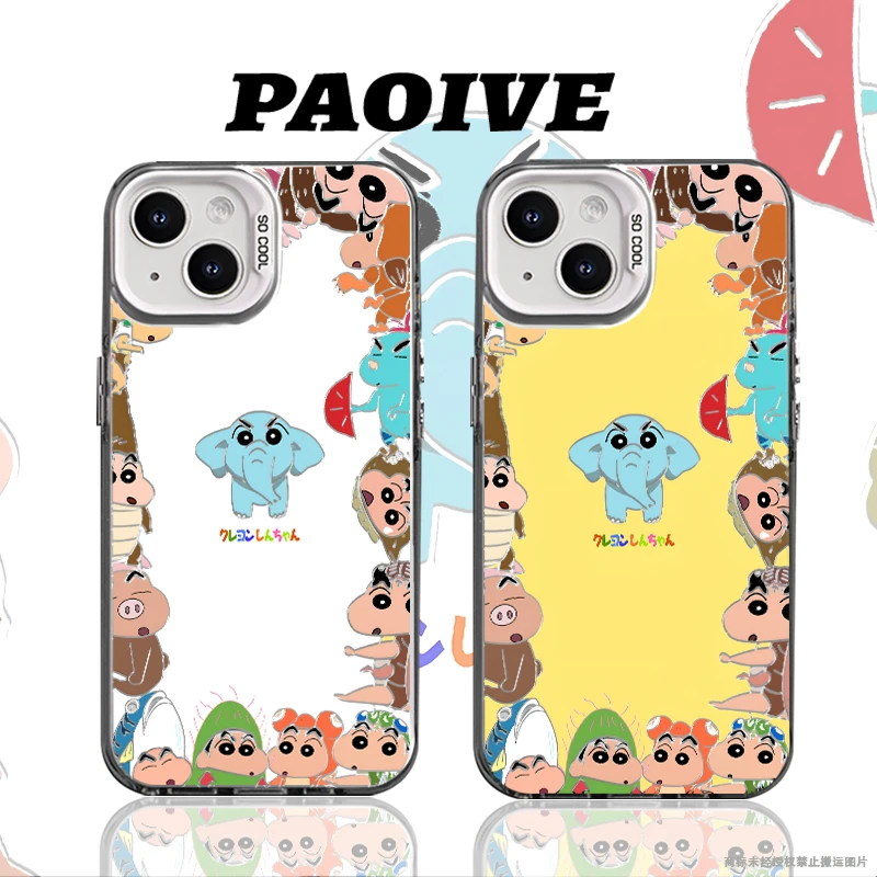 蜡笔小新创意适用苹果华为vivo一加iPhone小米三星防摔彩银手机壳