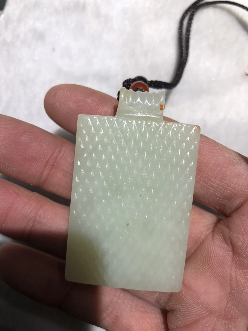 和田玉平安无事牌吊坠