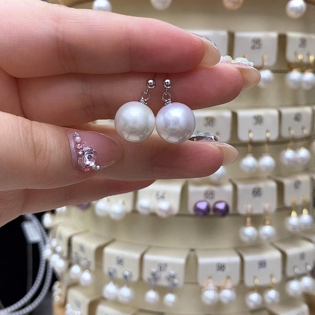 银S925镶嵌淡水珍珠耳饰