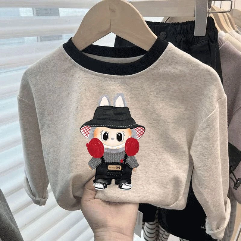 儿童纯棉长袖新款夏季男童拉布布印花长袖T恤中大童宝宝外穿上衣t