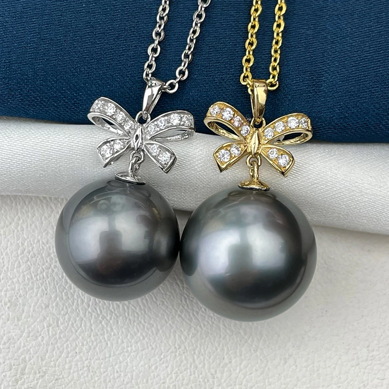 12-14mm大颗18k金大溪地黑珍珠吊坠海水单颗不含项链多样性发一