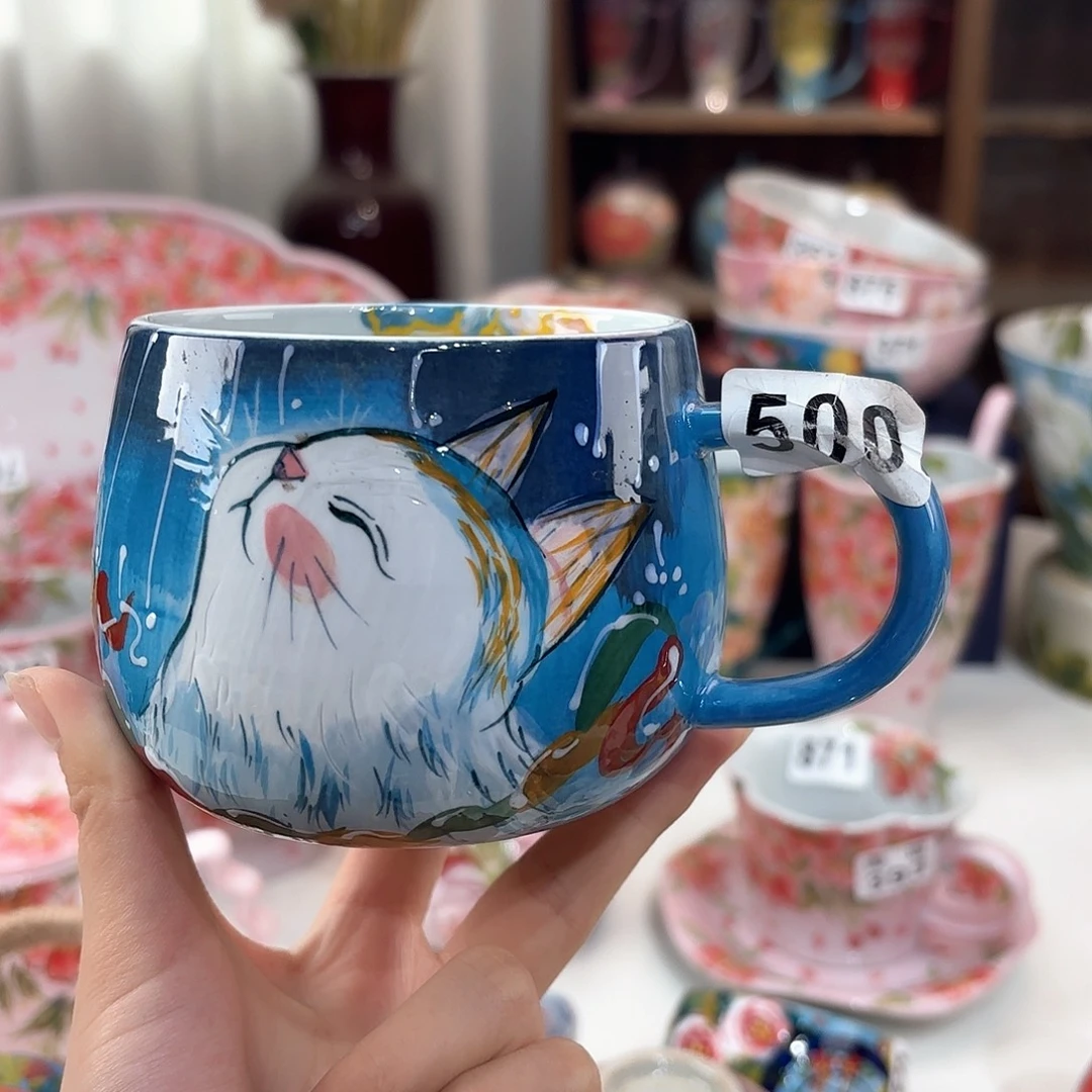 扶***晚景德镇手绘高温釉下彩陶瓷茶具