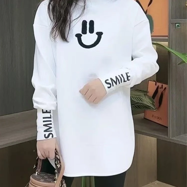 潮秀儿家大码显瘦春款休闲笑脸棉T1373