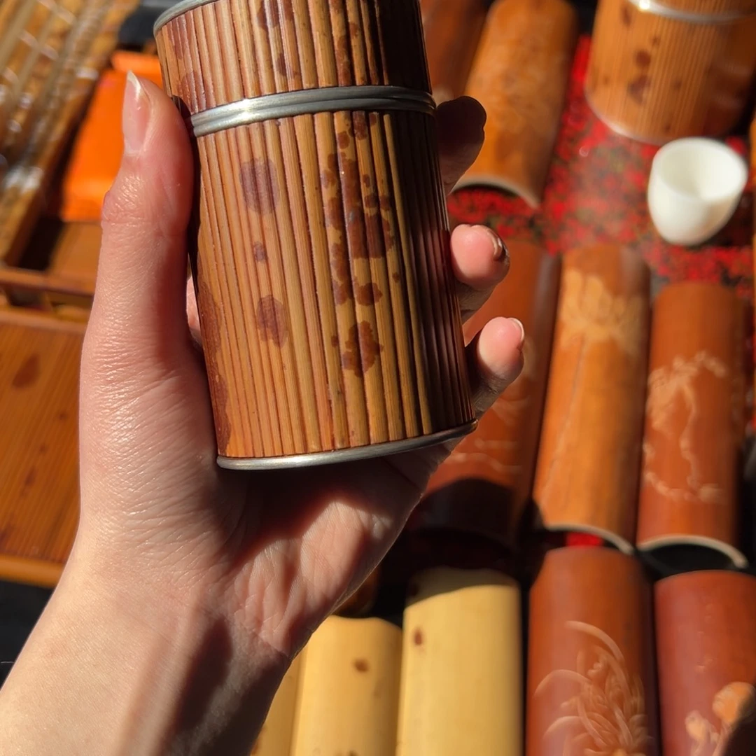 扇子清**士茶叶罐湘妃竹