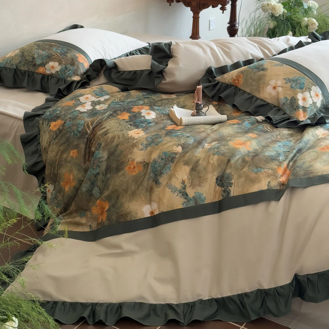 巢尔【香澜花园】纯棉全棉被套四件套床单四季可水洗机洗床品套件