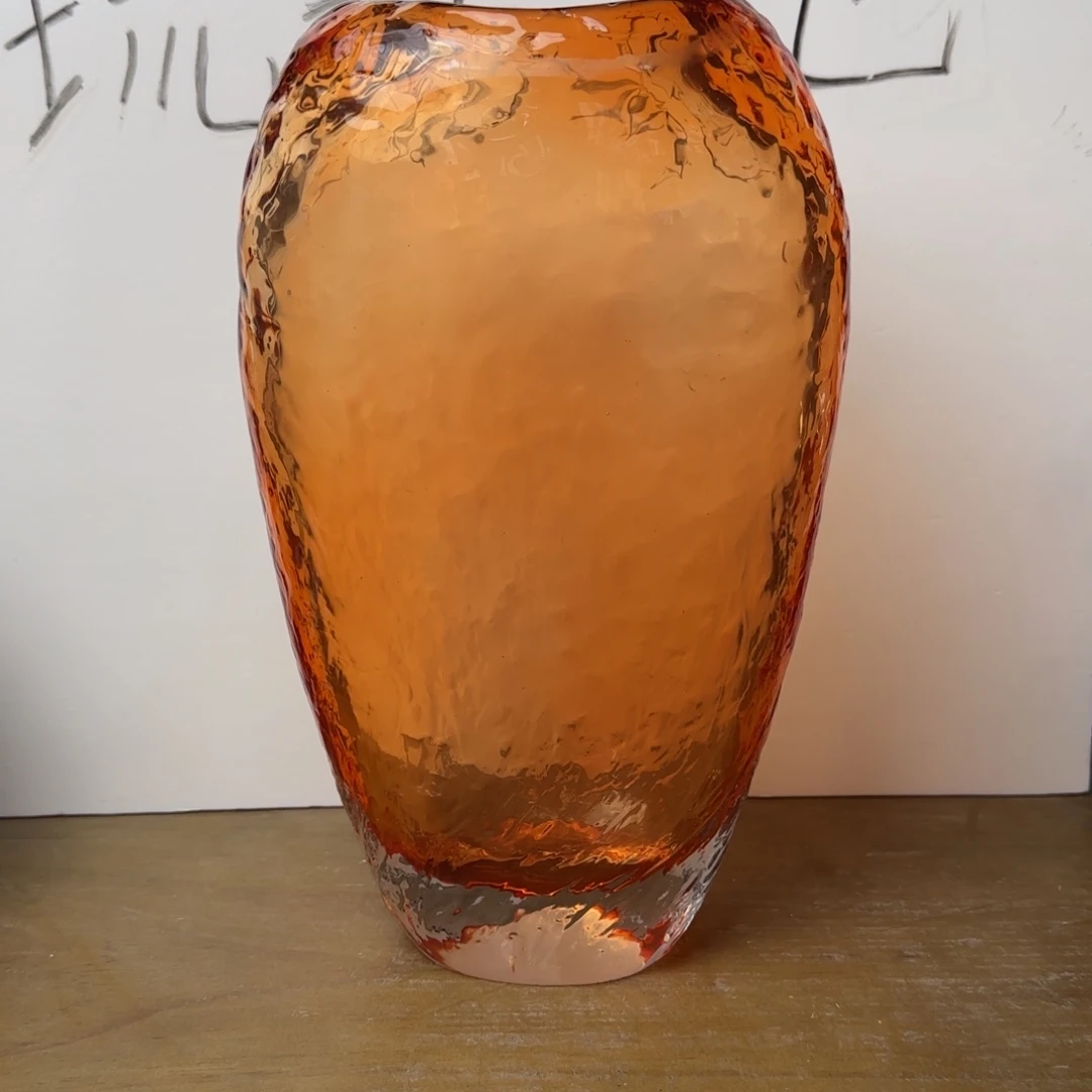 琉璃手工艺品扁口花瓶