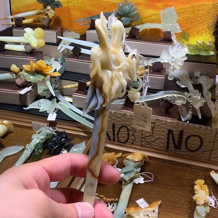 蛇纹石玉合金发饰