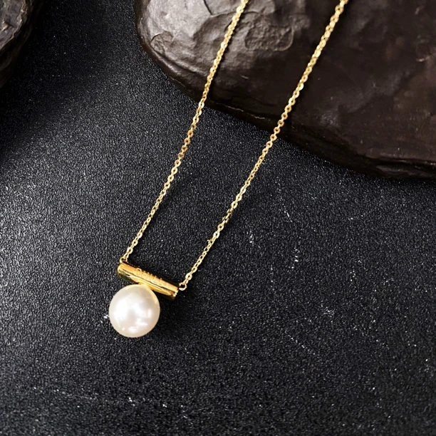 链子925银 小众设计感平衡木仿珍珠项链2401969