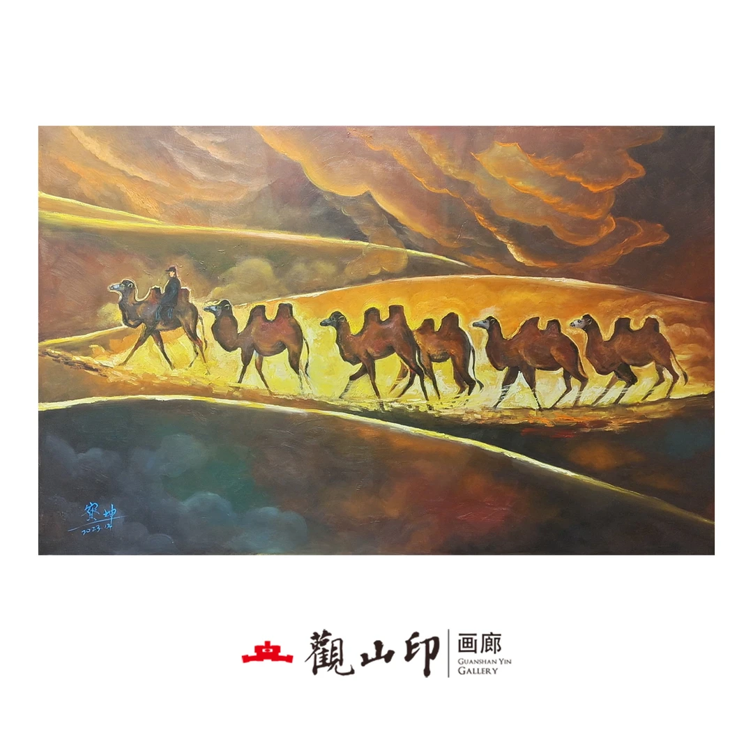 S原创手绘风景油画84x130cm动物作品3801