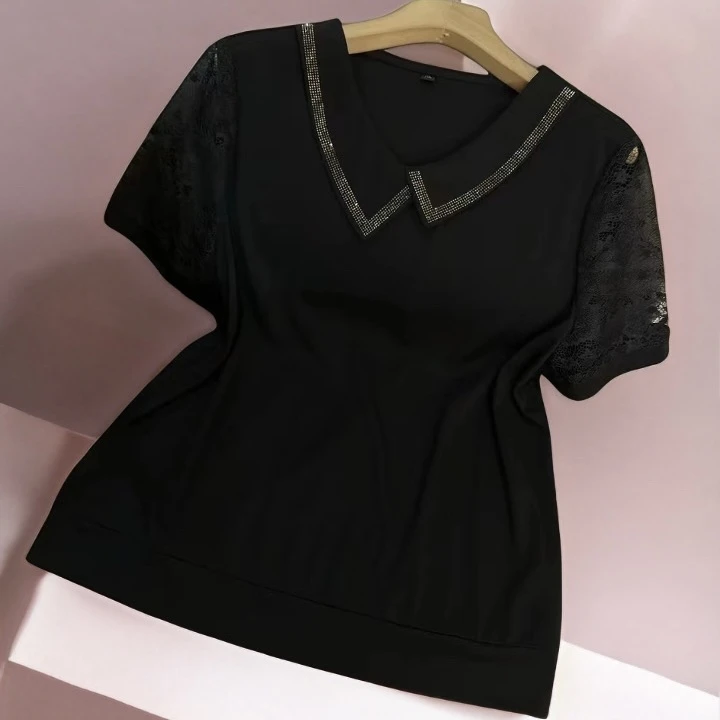 【赫本黑】夏季新品女士短袖休闲T恤上衣女装时尚百搭小衫1837