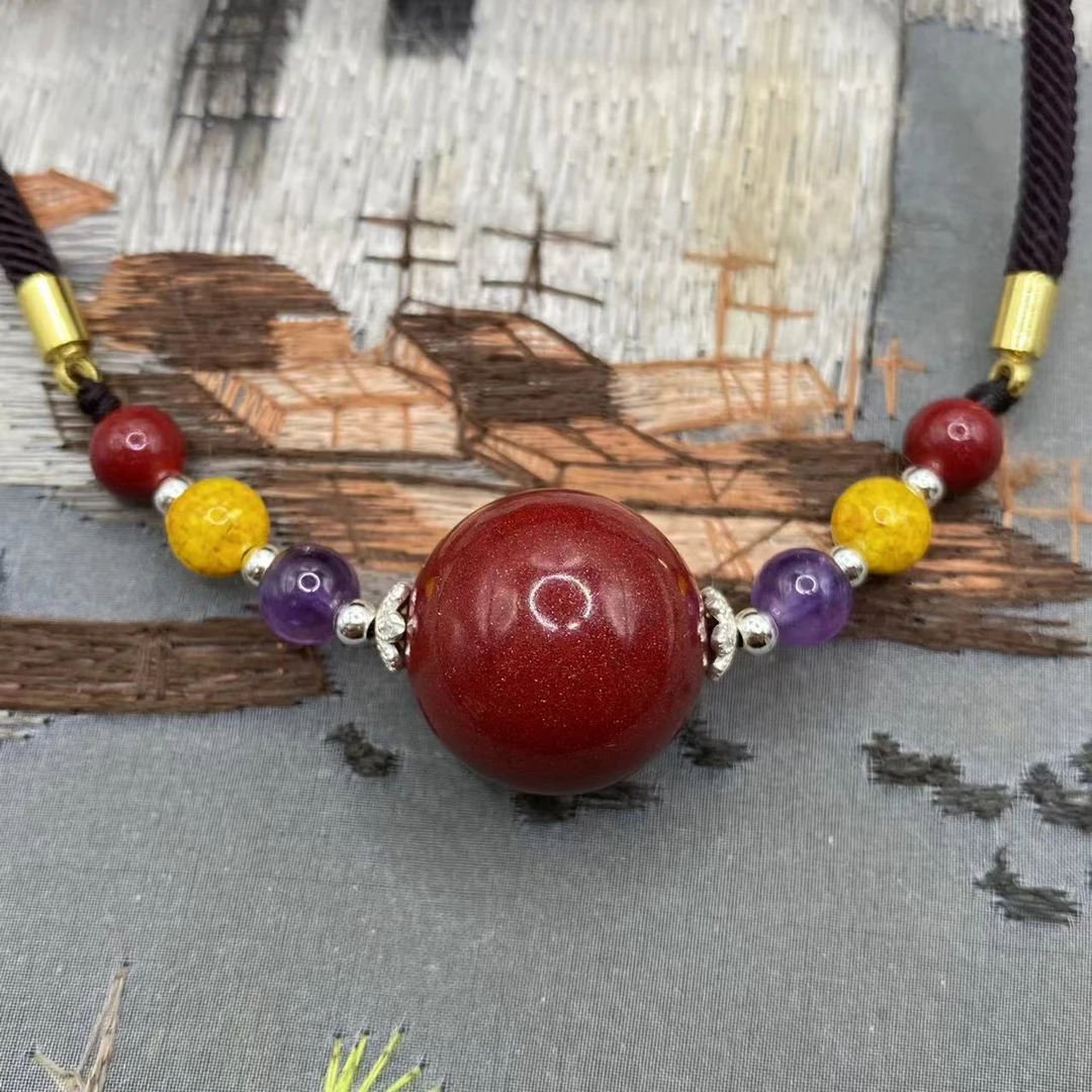 含辰砂工艺品高含量朱砂紫金砂设计款锁骨吊坠爆款送礼朱砂吊坠