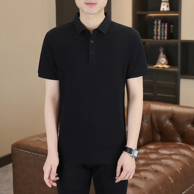 夏季纯色高级百搭轻奢免烫男士短袖Polo衫