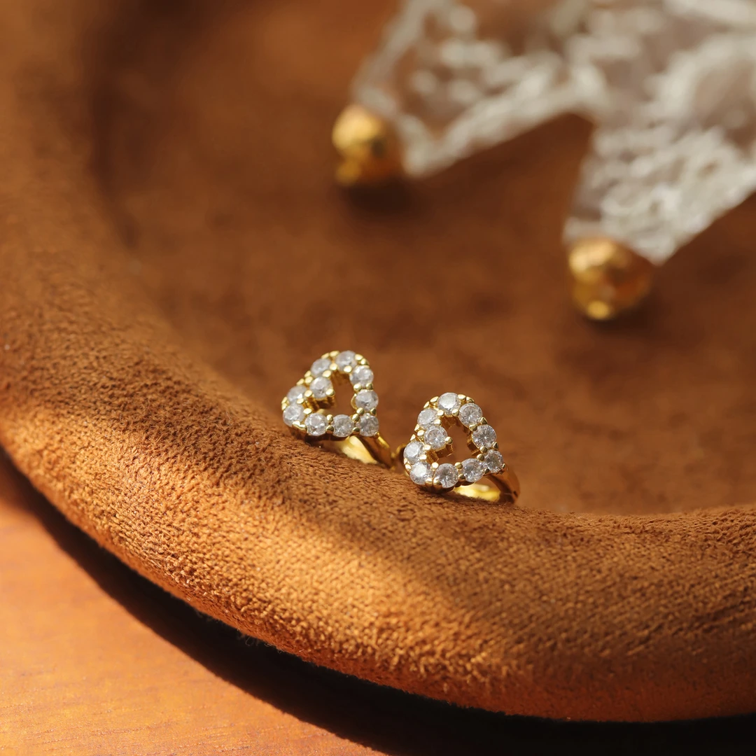 合金合成锆石耳饰 甜美小巧爱心耳扣女气质精致耳环简约时尚耳钉
