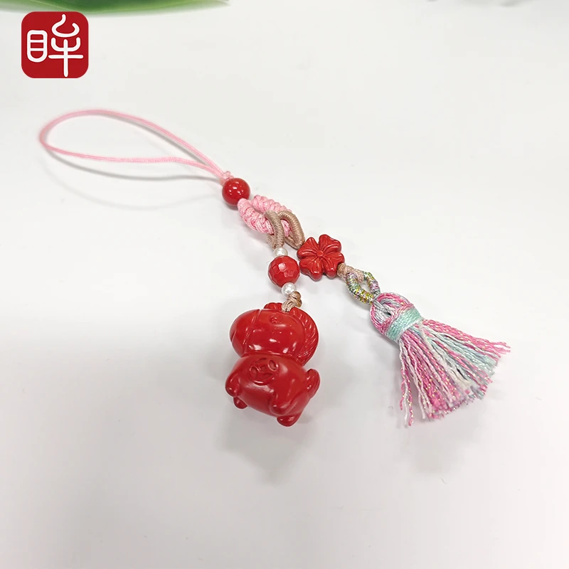 印象眸 含辰砂工艺品再造辰砂朱砂红砂小马 马上有钱手机挂件ND