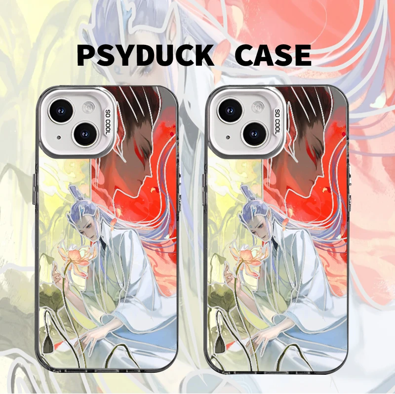 适用苹果华为一加iQOO小米莲花藕饼组合彩银白底创意防摔手机壳