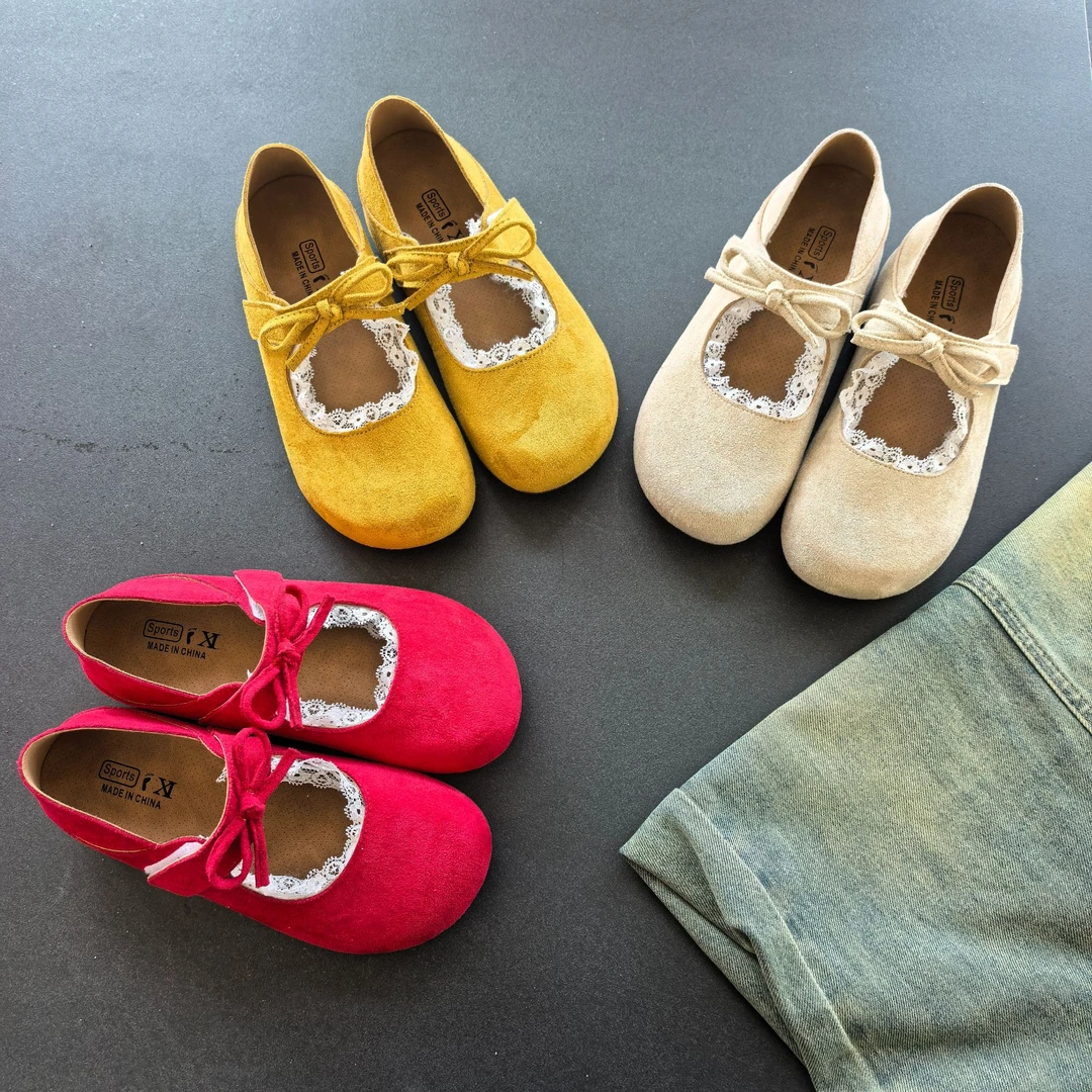 全包后跟蕾丝花勃肯鞋女百搭休闲软底韩版内增高厚底玛丽珍单鞋潮