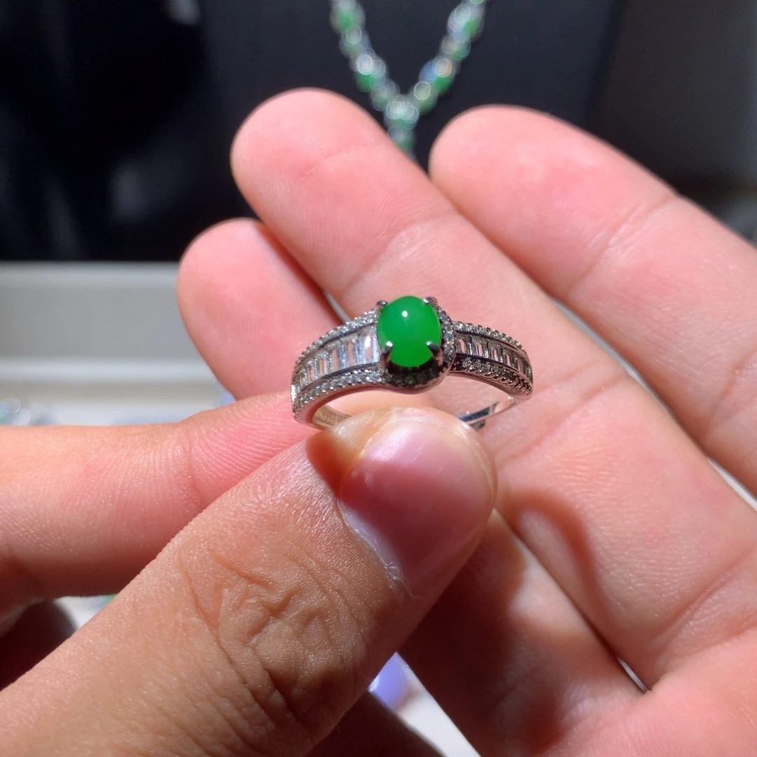 翡翠银S925镶嵌耳饰19