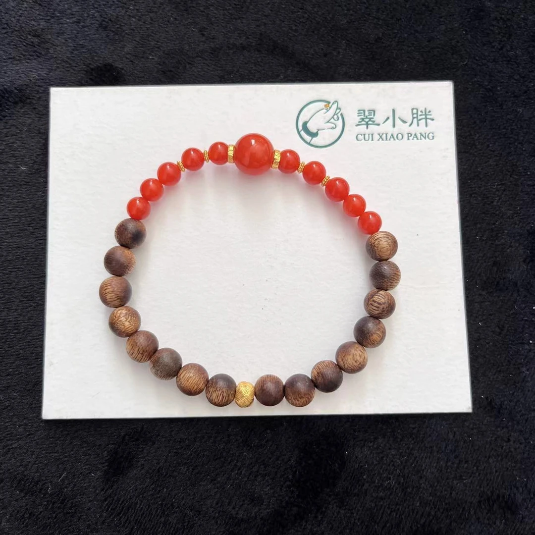 翠小胖 南红沉香单圈手串