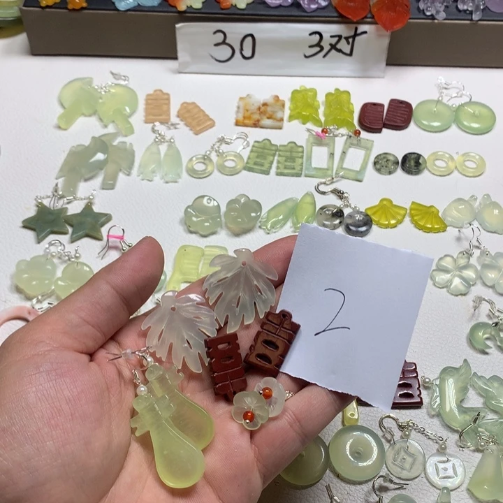 蛇纹石玉合金耳钉我***好