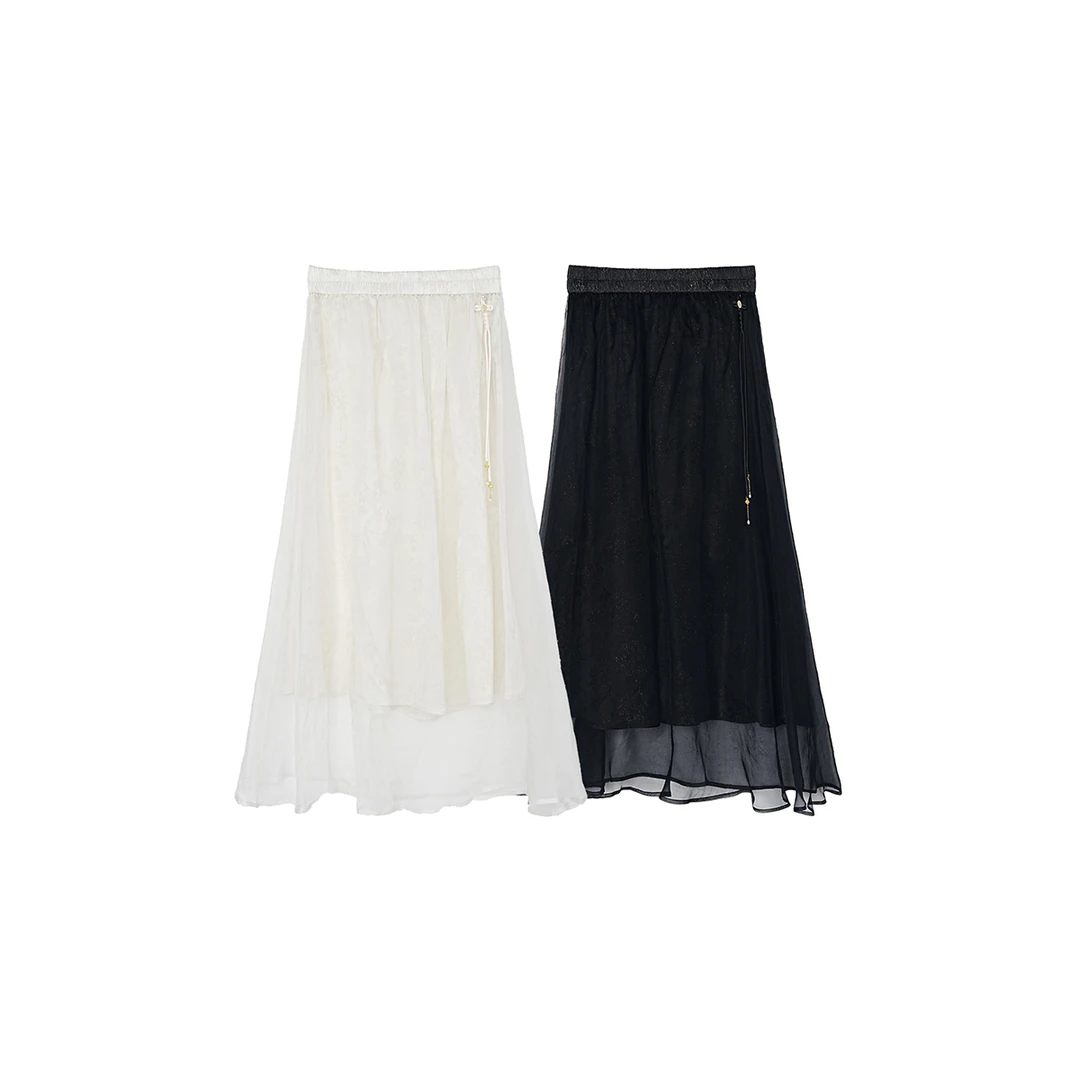 金雀绫【流纱裙】100桑蚕丝时尚纱裙高腰加宽加大半身裙SZA2Q434