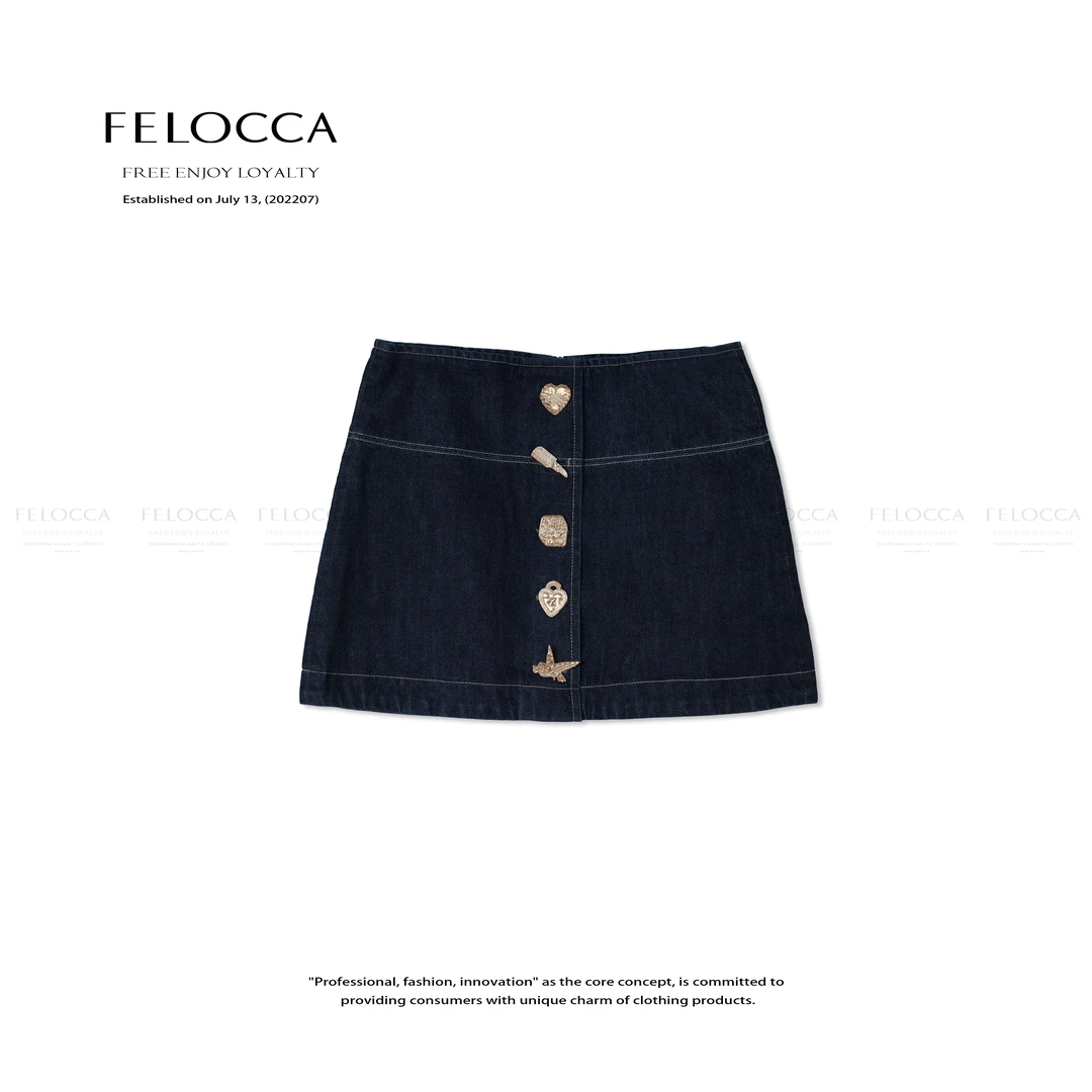 【FELOCCA】休闲时尚纽扣百搭甜酷风迷你牛仔半裙25SNZ206