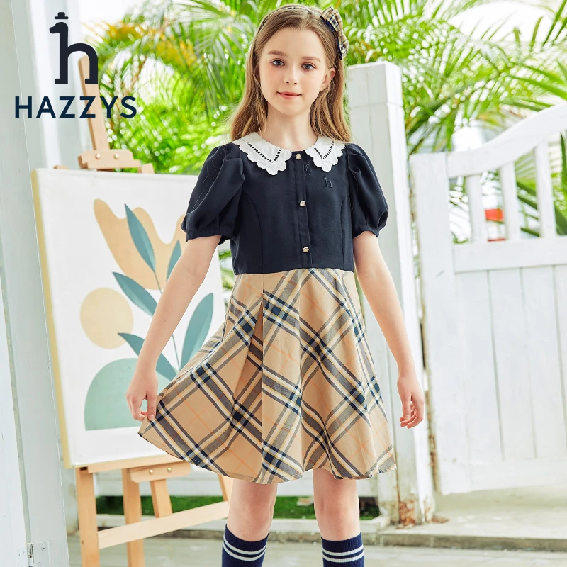Hazzys/哈吉斯品牌童装【雅宝】女童连衣裙时尚夏季学院风格子