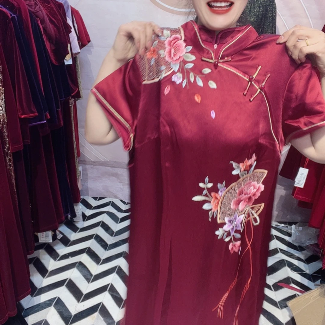 尽***～5xl码旗袍连衣裙修身显瘦连衣裙