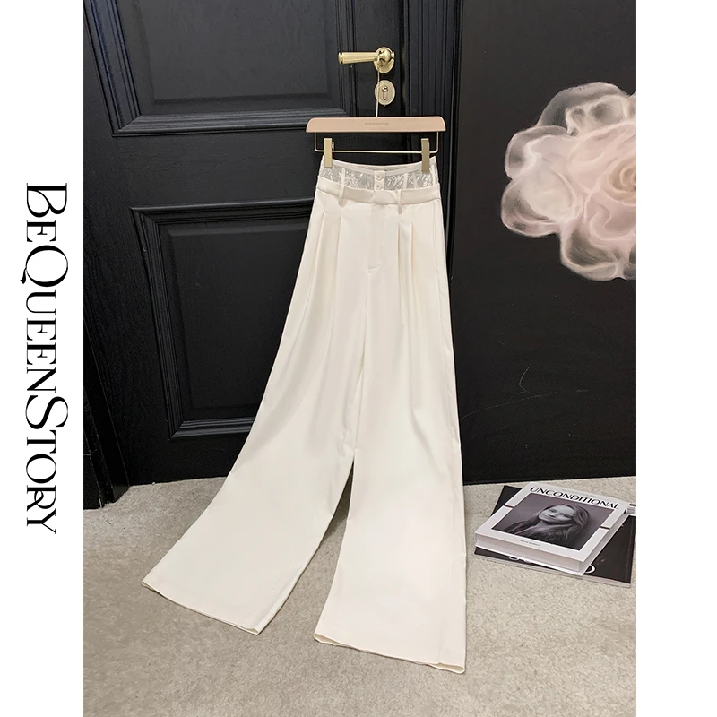 【小呆鸟专享】【黑奢密码】设计感腰头拼接蕾丝时尚喇叭裤&直筒裤