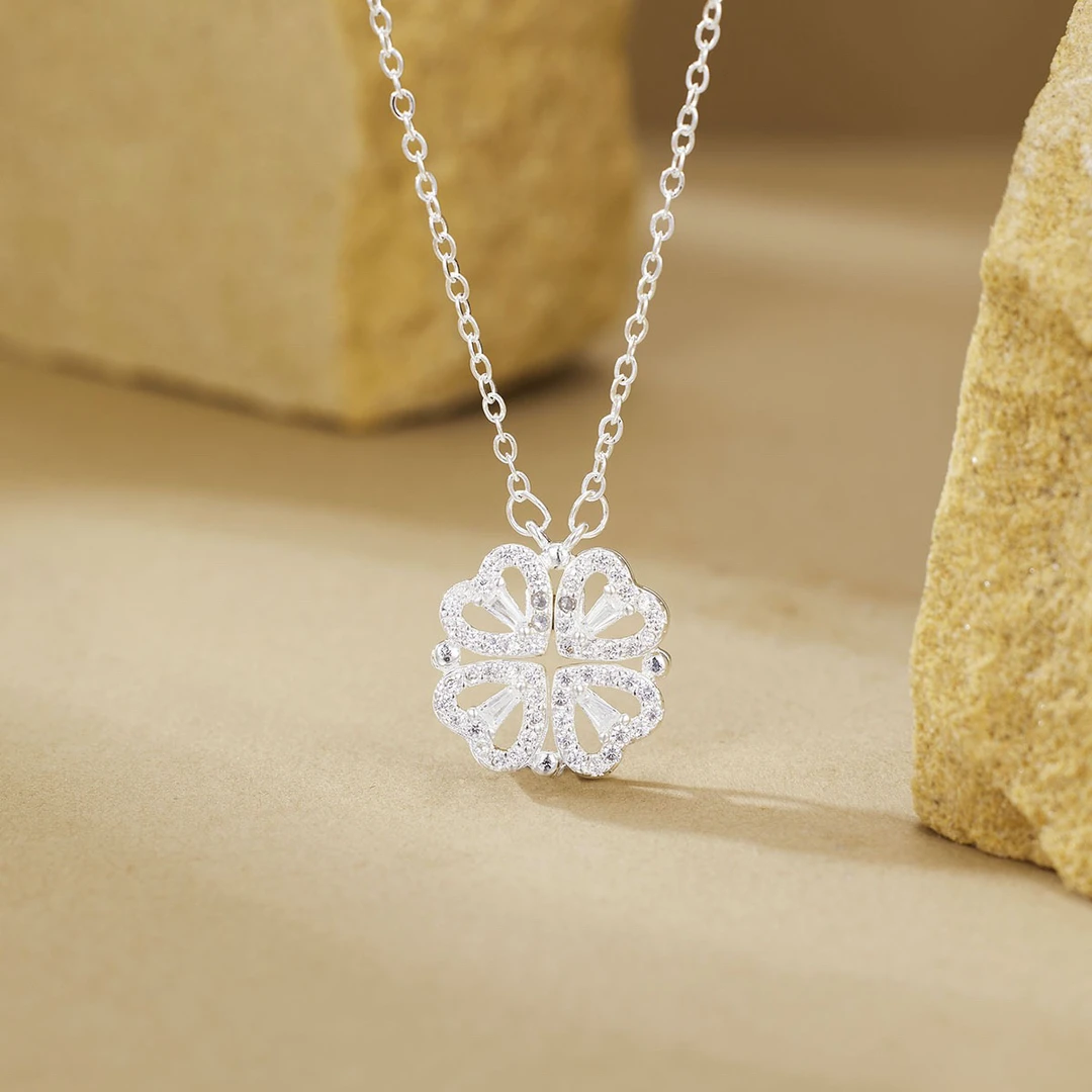 坠链均足银 X09—爱心四叶草 银色饰品 无礼盒