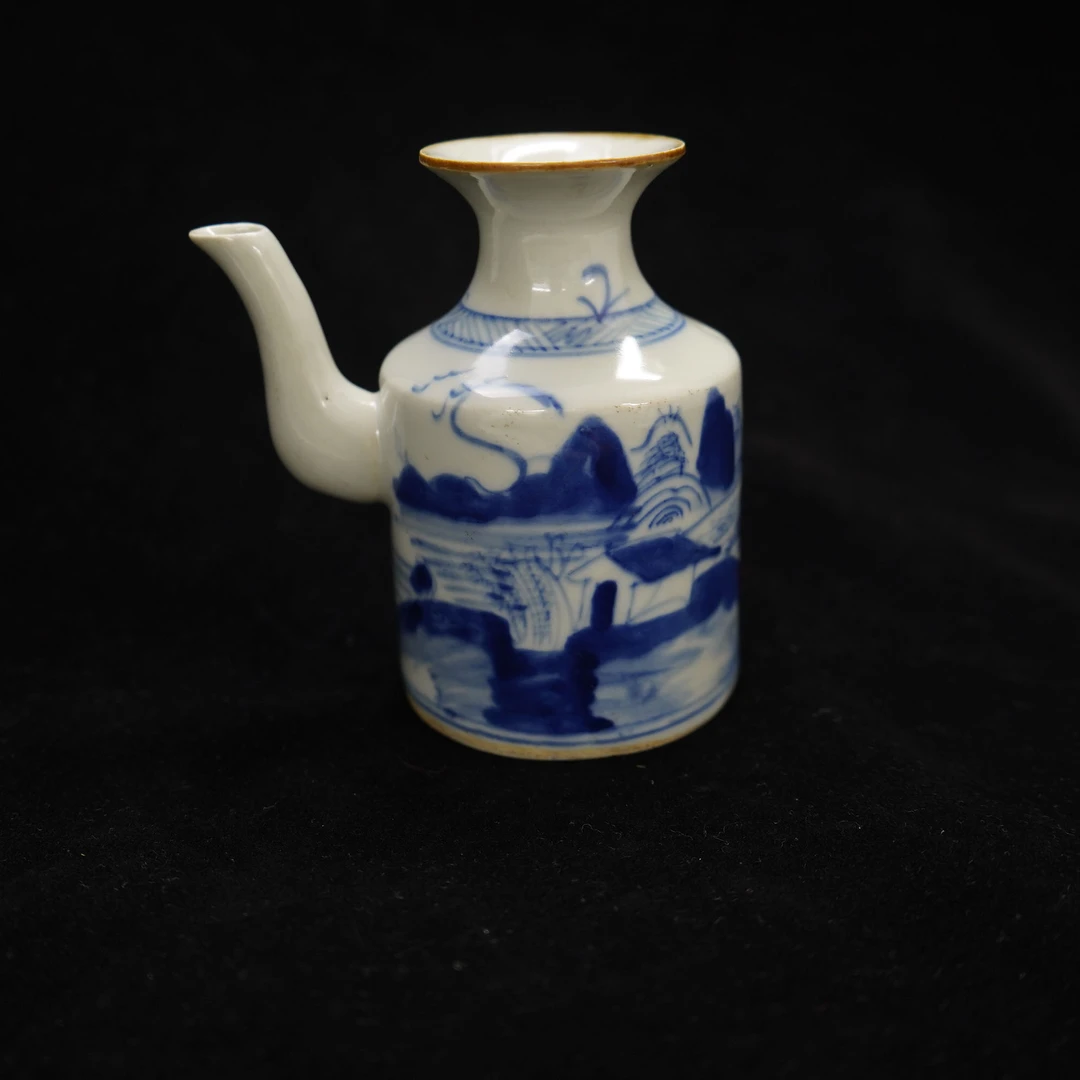 青花山水纹小壶#111#