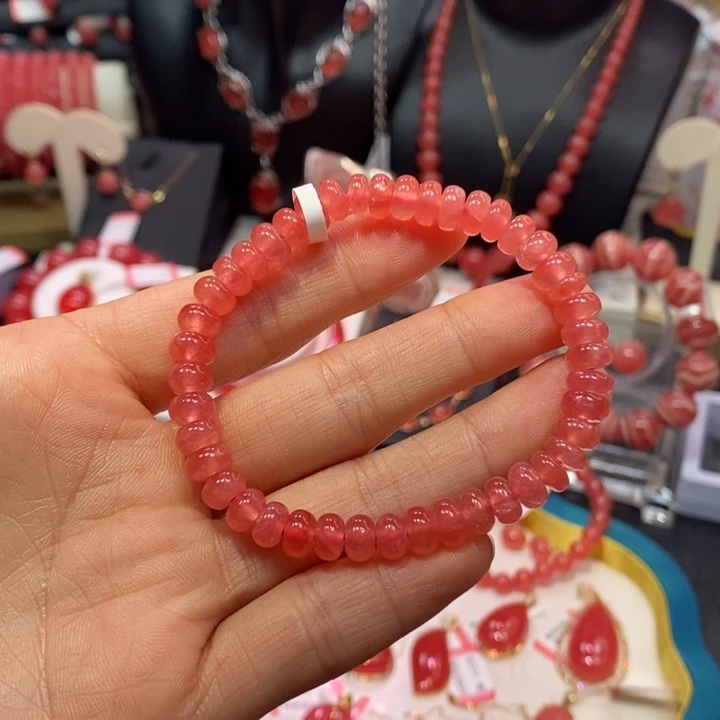 菱锰矿（红纹石）未镶嵌手绳