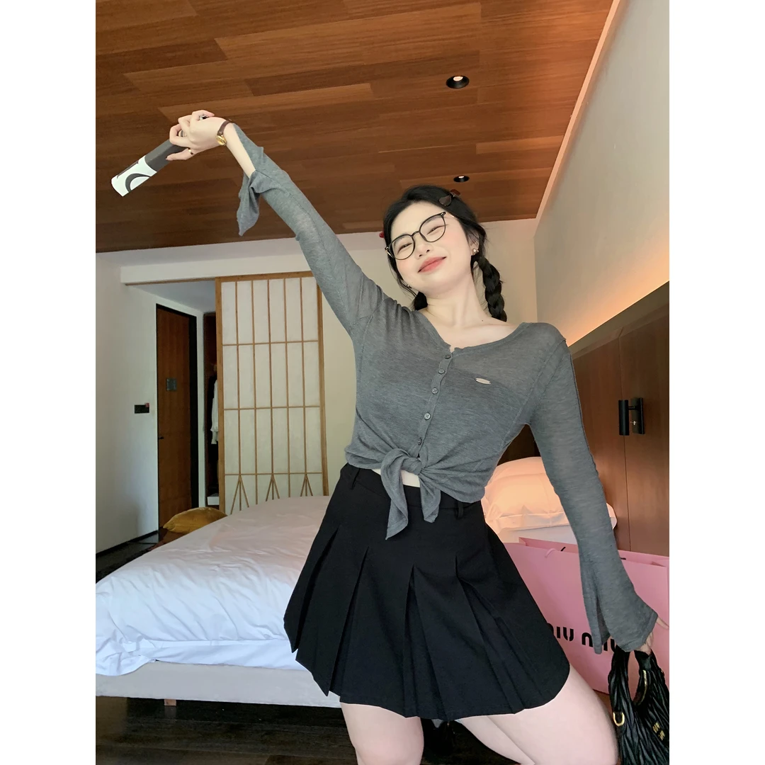 松弛空气感/微胖mm不规则解构设计感针织开衫长袖外套