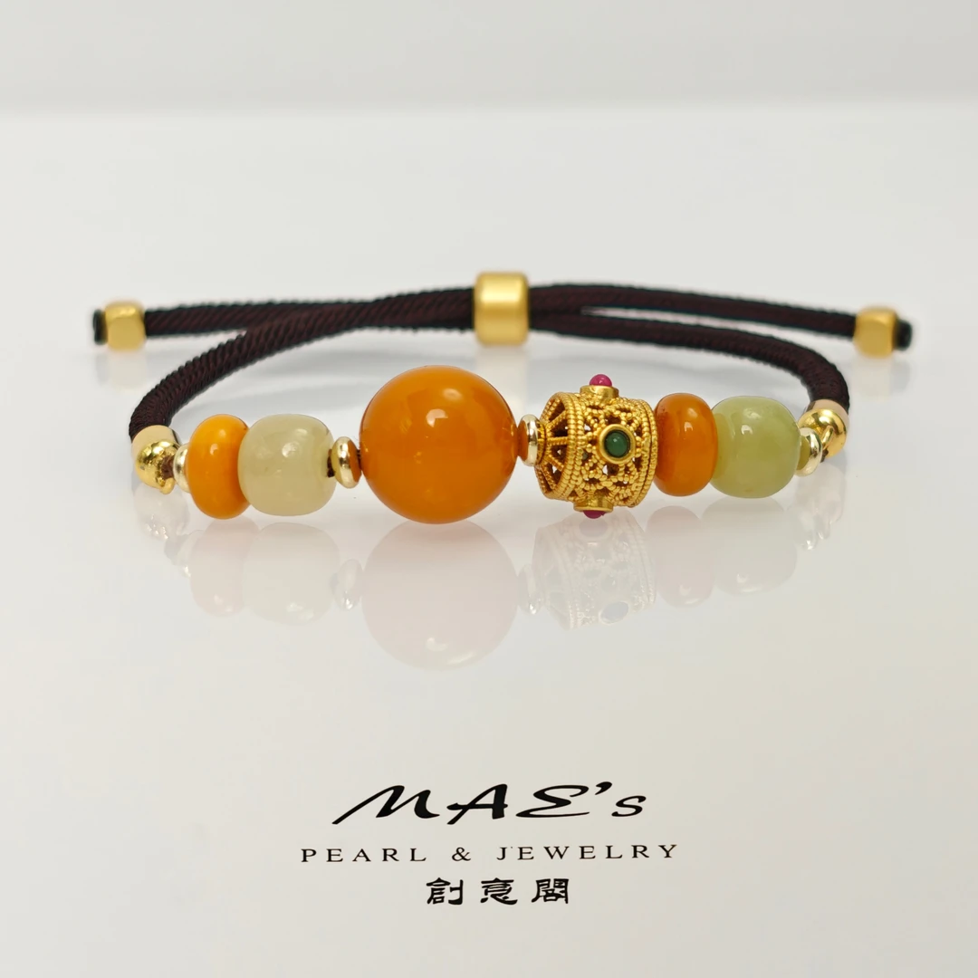 2025新款招米米琥珀手链简约时尚百搭款新国风款式男女同款可调节