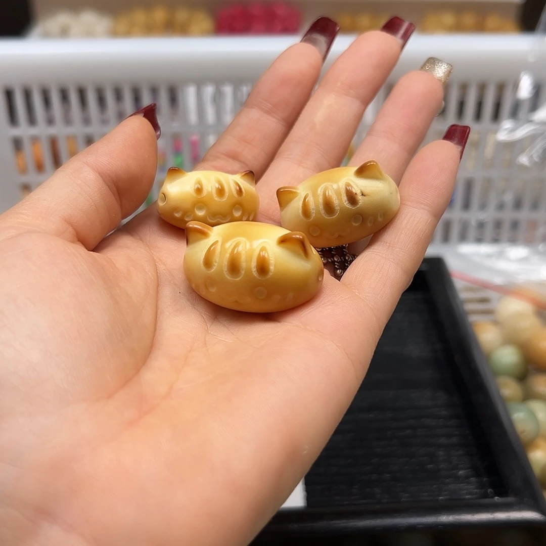 菩提根/象牙果手串瑕疵炭烤法棍猫3颗有裂