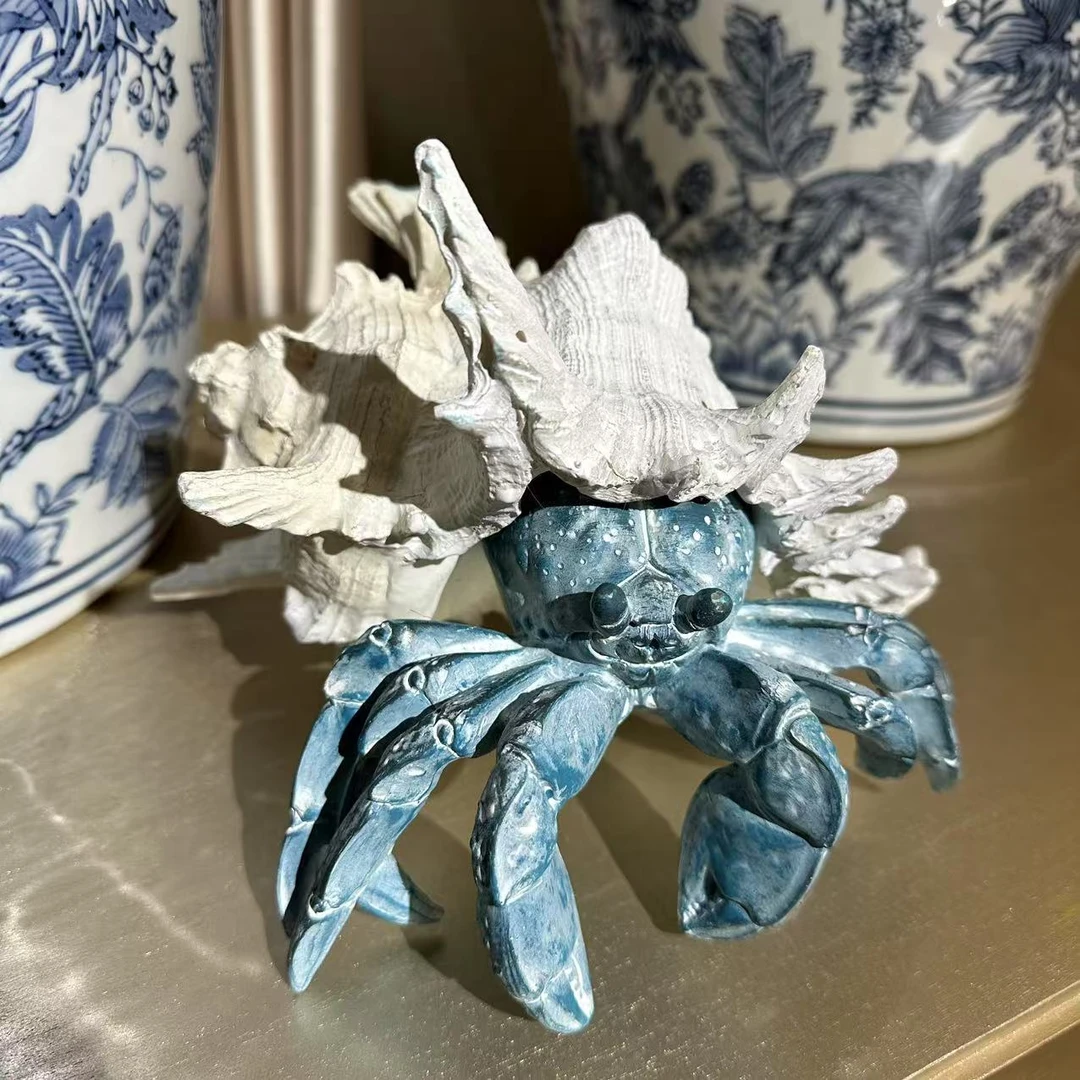 【欧美外单】C5469-WTBL生物海洋海螺螃蟹摆件18.5 X 18 X 14.5cm