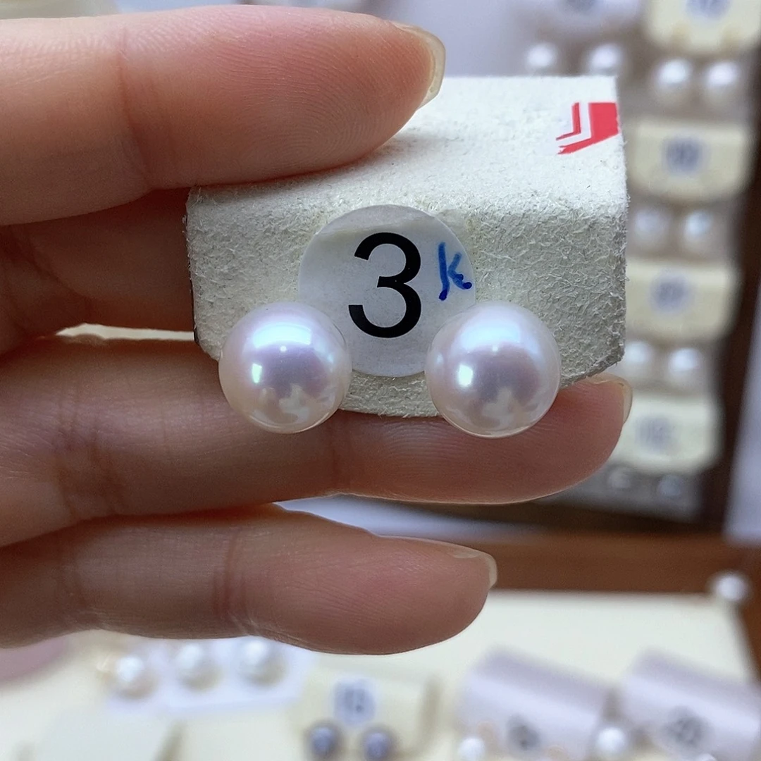 18K金镶嵌淡水珍珠耳饰