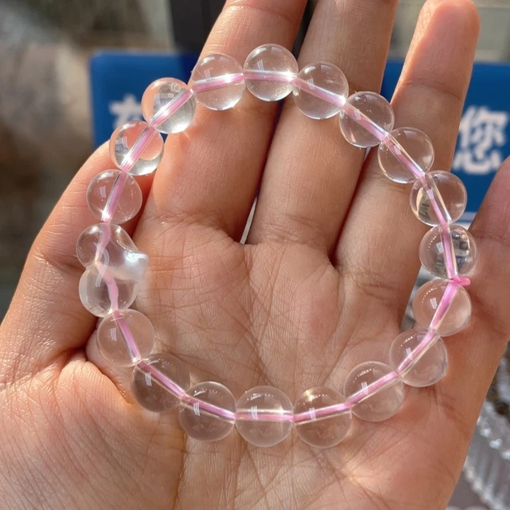 水晶手串未镶嵌纯净体粉水晶双a
